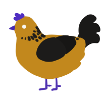 A ochre and sable chicken with a neck-speckle pattern