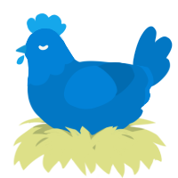 A sapphire chicken with a head pattern