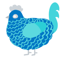 A sapphire and aqua chicken with a lace pattern