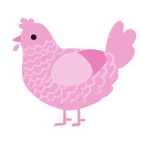 A pink chicken with a lace pattern