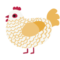 A white and honey chicken with a lace pattern