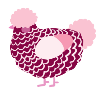 A maroon and rose chicken with a lace pattern