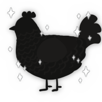 A black and sable chicken with a lace pattern