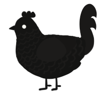 A black and sable chicken with a lace pattern