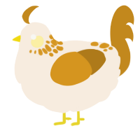 A cream and ochre chicken with a neck-speckle pattern
