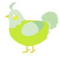 A lime and gluppy chicken with a head pattern