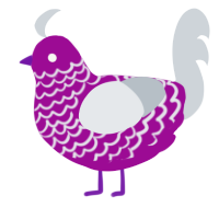 A plum and mist chicken with a lace pattern