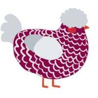 A maroon and mist chicken with a lace pattern