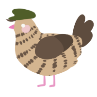 A beige and bark chicken with a bar pattern