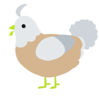 A beige and mist chicken with a head pattern