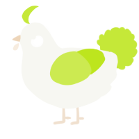 A white and lime chicken