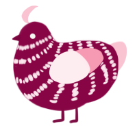 A maroon and rose chicken with a bar pattern