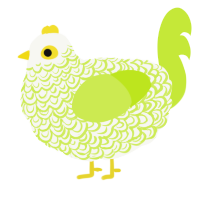 A white and lime chicken with a double-lace pattern