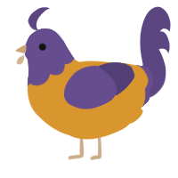 A orange and overcast chicken with a head pattern