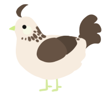 A cream and bark chicken with a neck-speckle pattern