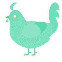 A mint chicken with a double-lace pattern