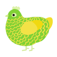 A grass and yellow chicken with a lace pattern