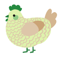 A apple and beige chicken with a lace pattern