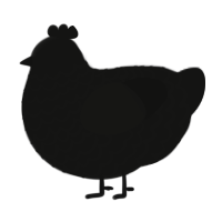 A black chicken with a lace pattern