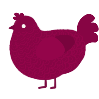 A maroon chicken with a double-lace pattern