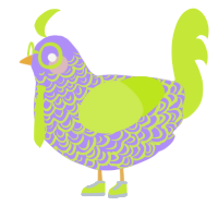 A lilac and lime chicken with a double-lace pattern