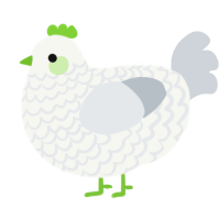 A white and mist chicken with a lace pattern