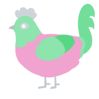 Petal, a pink and spring chicken with a head pattern