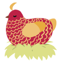 A crimson and honey chicken with a lace pattern