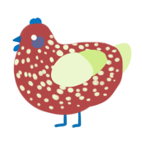 A red and apple chicken with a speckle pattern