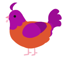 A vermilion and plum chicken with a head pattern