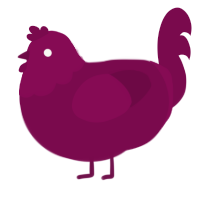 A wine chicken with a head pattern