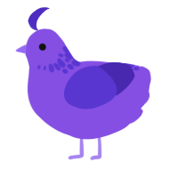 A blurple and indigo chicken with a neck-speckle pattern