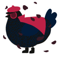 A black and tumblr chicken with a double-lace pattern