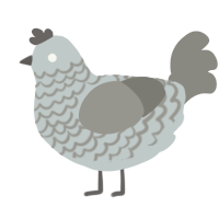 A silver and ash chicken with a lace pattern