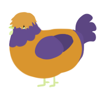 A orange and overcast chicken with a head pattern