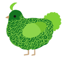 A leaf and grass chicken with a double-lace pattern
