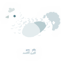 A pink and aqua chicken with a half-lace pattern