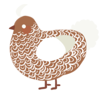 A brown and white chicken with a double-lace pattern