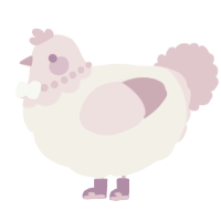 A cream and pink chicken with a head pattern