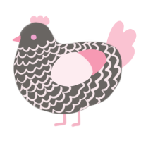 A grey and rose chicken with a lace pattern