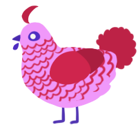 A lavender and crimson chicken with a lace pattern
