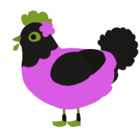 A orchid and sable chicken with a head pattern