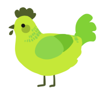 A lime and grass chicken with a neck-band pattern