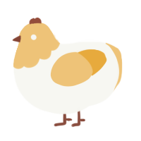 A white and honey chicken with a head pattern