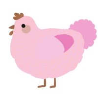 A rose and pink chicken with a lace pattern