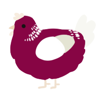 A maroon and white chicken with a neck-band pattern