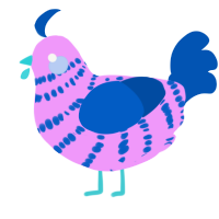A lavender and ultramarine chicken with a bar pattern