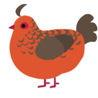 A vermilion and bark chicken with a half-lace pattern