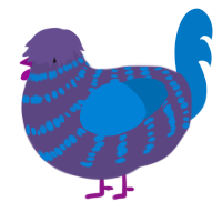 A overcast and sapphire chicken with a bar pattern