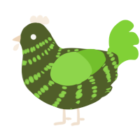 A olive and grass chicken with a bar pattern